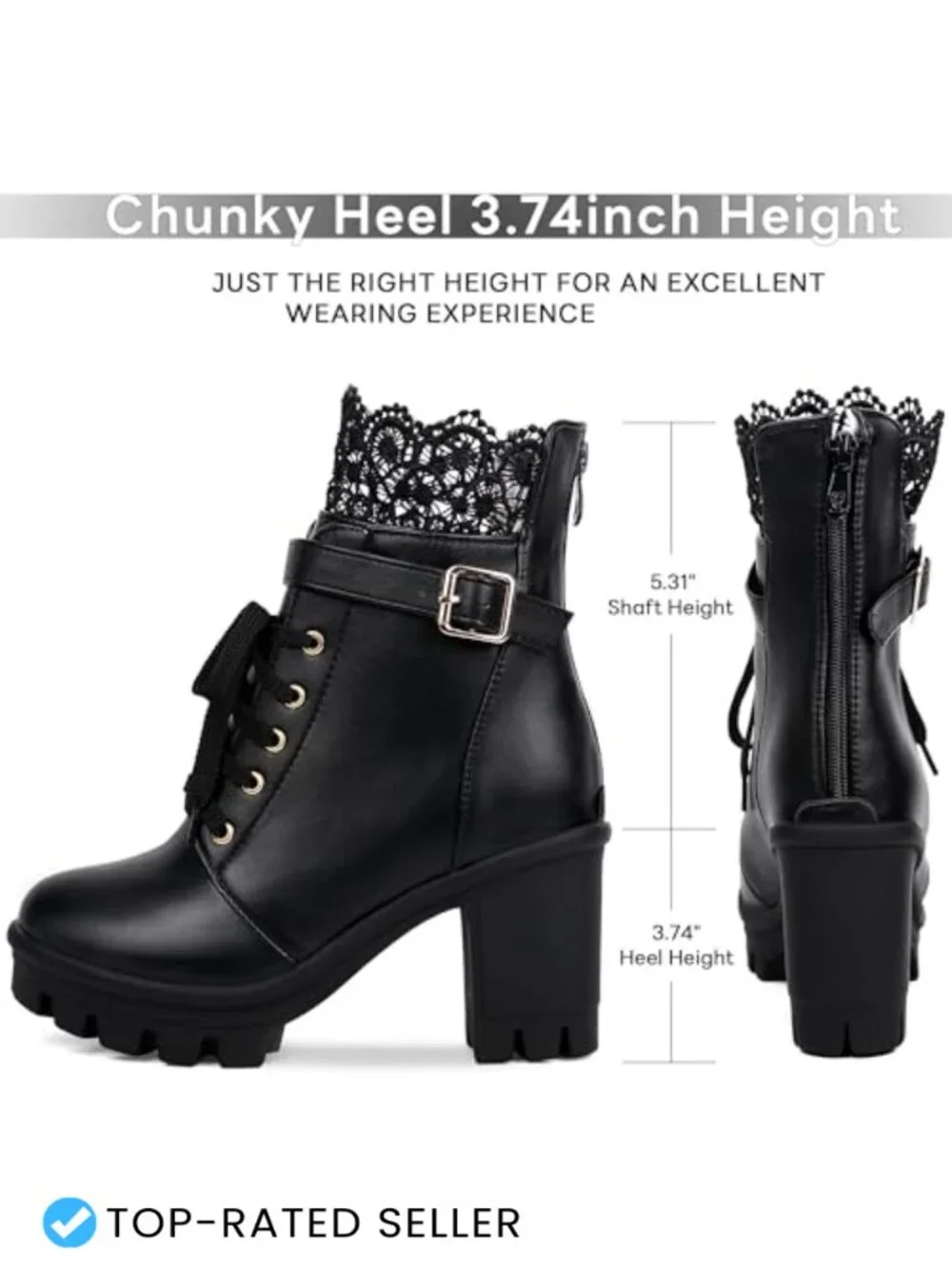 Women's Platform Ankle Boots Lace Up Chunky Block Heel Goth Combat Boots